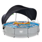 Piscina EXIT Soft Grey ø360x76cm con pompa filtro e pensilina - grigio