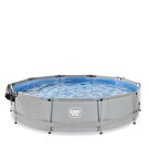 Piscina EXIT Soft Grey &oslash;360x76cm con pompa filtro e copertura - grigio