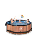 Piscina EXIT Wood &oslash;244x76cm con pompa filtro e copertura - marrone