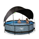 Piscina EXIT Stone &oslash;300x76cm con pompa filtro e pensilina - grigio