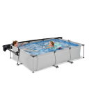 Piscina EXIT Soft Grey 300x200x65cm con pompa filtro e pensilina - grigio