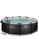 Piscina EXIT Black Leather ø450x122cm con pompa filtro a sabbia e copertura e pompa di calore - nero