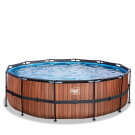 Piscina EXIT Wood ø450x122cm con pompa filtro - marrone