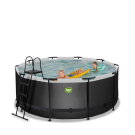 Piscina EXIT Black Leather &oslash;360x122cm con pompa filtro a sabbia - nero
