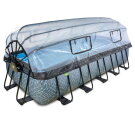Piscina EXIT Stone 540x250x122cm con pompa filtro a sabbia e copertura e pompa di calore - grigia