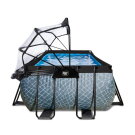 EXIT Stone pool 400x200x122cm with sand filter pump and dome - grey
