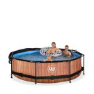 Piscina EXIT Wood &oslash;300x76cm con pompa filtro e pensilina - marrone