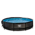 Piscina EXIT Black Wood &oslash;360x76cm con pompa filtro e pensilina - nero