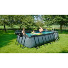 Piscina EXIT Wood 540x250x122cm con pompa filtro a sabbia e copertura e pompa di calore - marrone
