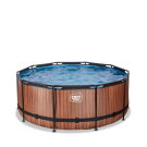 Piscina EXIT Wood &oslash;360x122cm con pompa filtro a sabbia - marrone