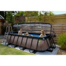 EXIT Wood pool 400x200x100cm with sand filter pump and dome and heat pump - brown
