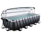 EXIT Black Leather pool 540x250x122cm with sand filter pump and dome - black