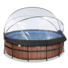 Piscina EXIT Wood &oslash;427x122cm con pompa filtro a sabbia e copertura - marrone