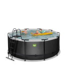 Piscina EXIT Black Leather &oslash;360x122cm con pompa filtro a sabbia - nero
