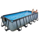 Piscina EXIT Stone 540x250x122cm con pompa filtro a sabbia e copertura e pompa di calore - grigia