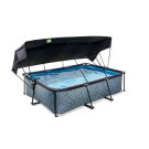 Piscina EXIT Stone 220x150x65cm con pompa filtro e pensilina - grigio