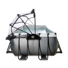 Piscina EXIT Black Leather 540x250x100cm con pompa filtro a sabbia e copertura - nero