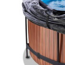 EXIT Wood pool ø360x122cm with sand filter pump and dome and heat pump - brown