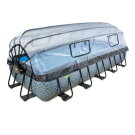 Piscina EXIT Stone 540x250x100cm con pompa filtro a sabbia e copertura e pompa di calore - grigio