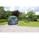 EXIT Wood pool ø360x122cm with sand filter pump and dome and heat pump - brown