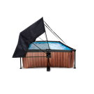 Piscina EXIT Wood 220x150x65cm con pompa filtro e pensilina - marrone