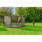 EXIT Dynamic ground level trampoline ø427cm with safety net - black
