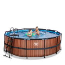 Piscina EXIT Wood &oslash;427x122cm con pompa filtro - marrone