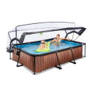 Piscina EXIT Wood 300x200x65cm con pompa filtro e copertura - marrone