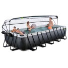 EXIT Black Leather pool 540x250x100cm with sand filter pump and dome - black