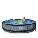 Piscina EXIT Stone ø360x76cm con pompa filtro - grigia