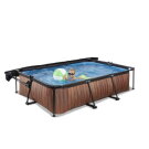Piscina EXIT Wood 300x200x65cm con pompa filtro e pensilina - marrone