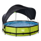 Piscina EXIT Lime &oslash;360x76cm con pompa filtro e pensilina - verde