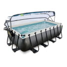Piscina EXIT Black Leather 400x200x100cm con pompa filtro a sabbia e copertura e pompa di calore - nero