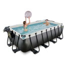 Piscina EXIT Black Leather 400x200x100cm con pompa filtro a sabbia e copertura e pompa di calore - nero