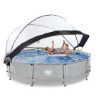 Piscina EXIT Soft Grey &oslash;360x76cm con pompa filtro e copertura - grigio