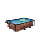 Piscina EXIT Wood 220x150x65cm con pompa filtro e copertura - marrone