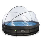 Piscina EXIT Black Wood ø360x76cm con pompa filtro e copertura - nero