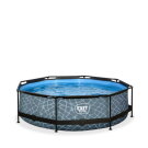 Piscina EXIT Stone &oslash;300x76cm con pompa filtro - grigia