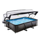 Piscina EXIT Black Wood 300x200x65cm con pompa filtro e copertura - nero