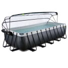Piscina EXIT Black Leather 540x250x122cm con pompa filtro a sabbia e copertura e set accessori - nero