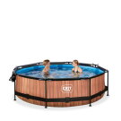 Piscina EXIT Wood &oslash;300x76cm con pompa filtro e copertura - marrone