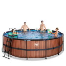 Piscina EXIT Wood ø450x122cm con pompa filtro - marrone