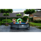 Piscina EXIT Stone ø300x76cm con pompa filtro e copertura - grigio