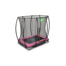 Trampolino elastico interrato EXIT Silhouette 153x214cm con rete di sicurezza - rosa