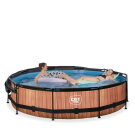 Piscina EXIT Wood &oslash;360x76cm con pompa filtro e pensilina - marrone