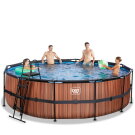 Piscina EXIT Wood &oslash;488x122cm con pompa filtro - marrone