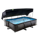 Piscina EXIT Black Wood 300x200x65cm con pompa filtro e pensilina - nero