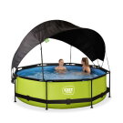 Piscina EXIT Lime &oslash;300x76cm con pompa filtro e pensilina - verde