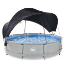 Piscina EXIT Soft Grey ø360x76cm con pompa filtro e pensilina - grigio