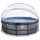 Piscina EXIT Stone &oslash;450x122cm con pompa filtro a sabbia e copertura - grigio